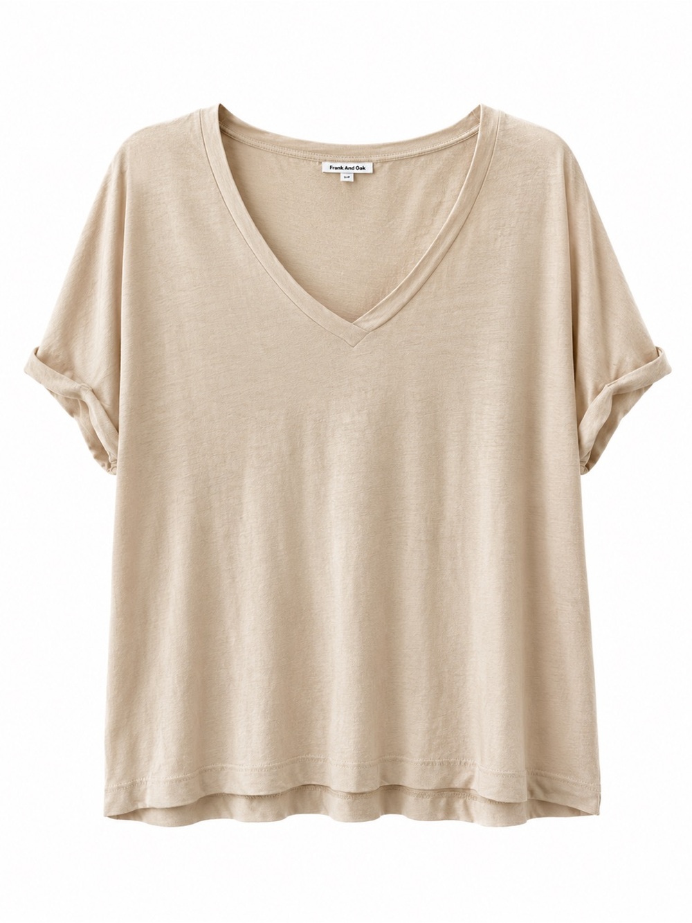 Frank And Oak Hemp/Cotton V-Neck Oversized T-Shirt - Size S